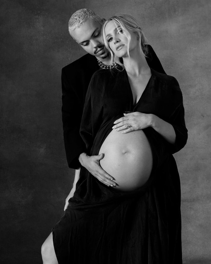 Pregnant Ashlee Simpson and Evan Ross Cradle Her Bare Baby Bump in Stunning Maternity Shoot