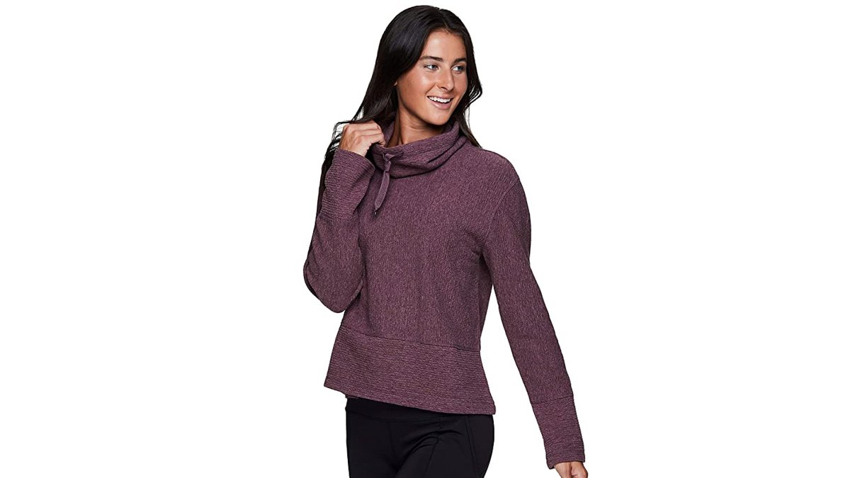 RBX Active Women's Ultra Soft Quilted Cowl Neck Pullover Sweatshirt