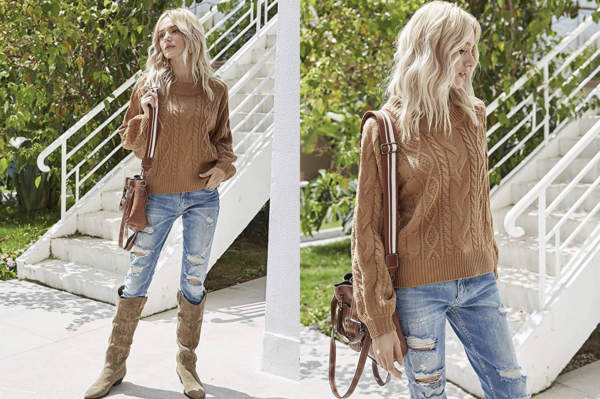 Simplee Women's Oversized Cropped Sweater