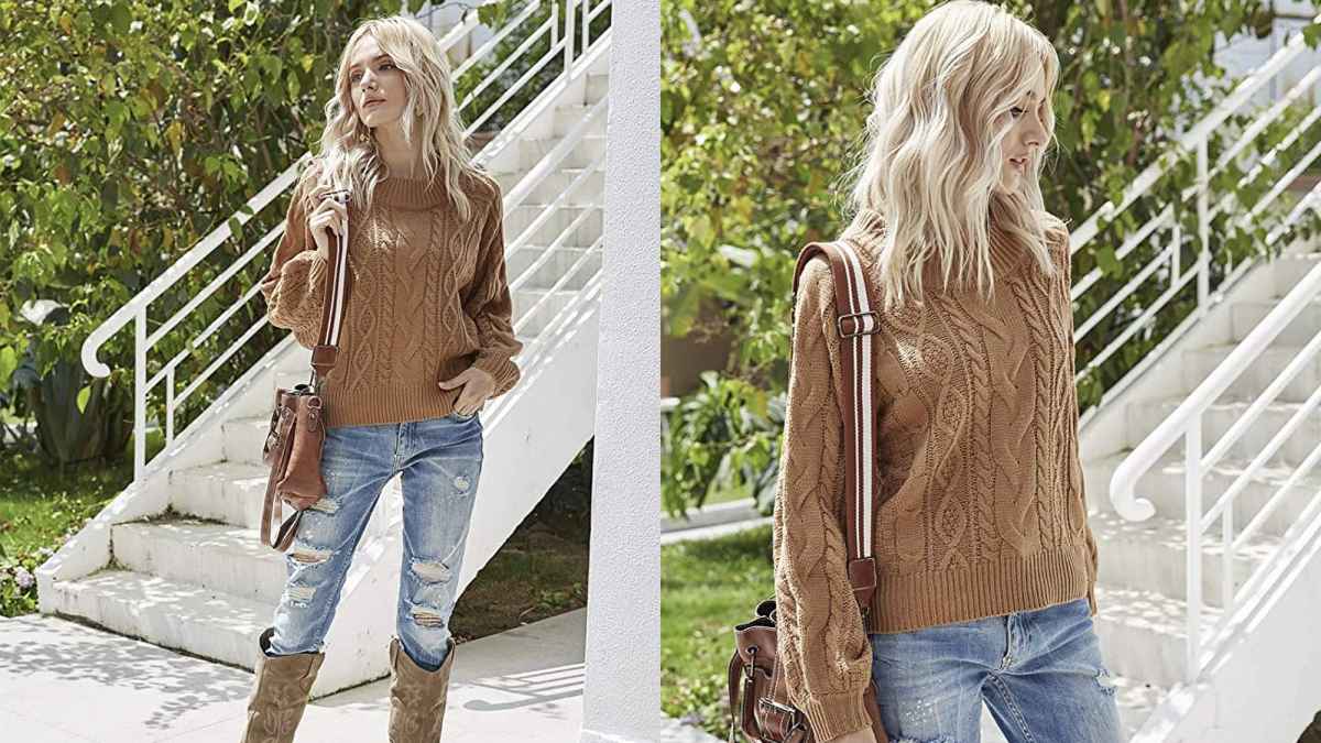 Simplee Women's Oversized Cropped Sweater