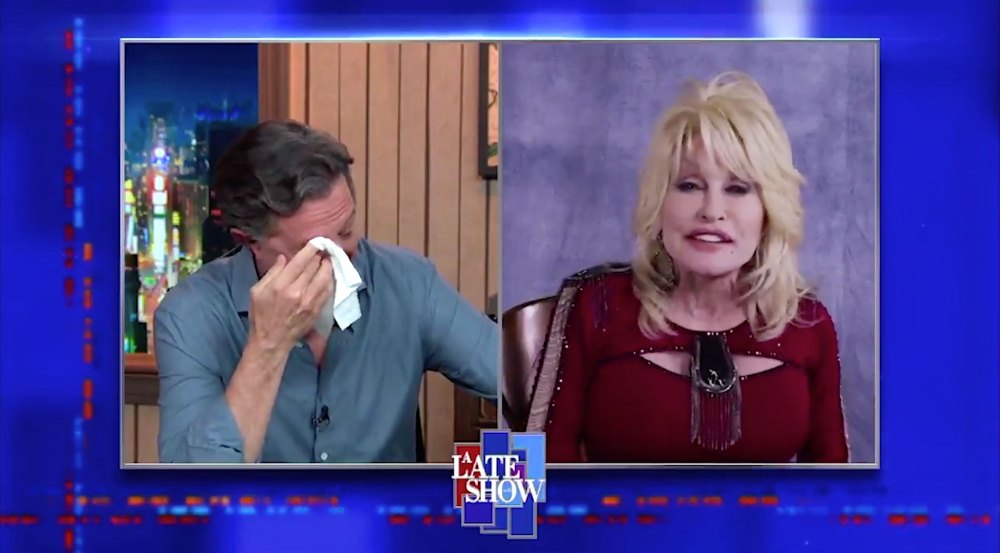 Stephen Colbert Moved to Tears After Dolly Parton Sings on Late Show