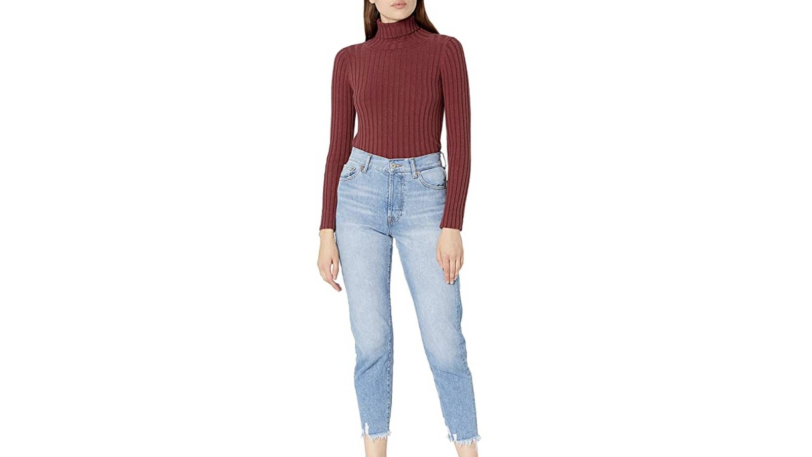 The Drop Women's Amy Fitted Turtleneck Ribbed Sweater