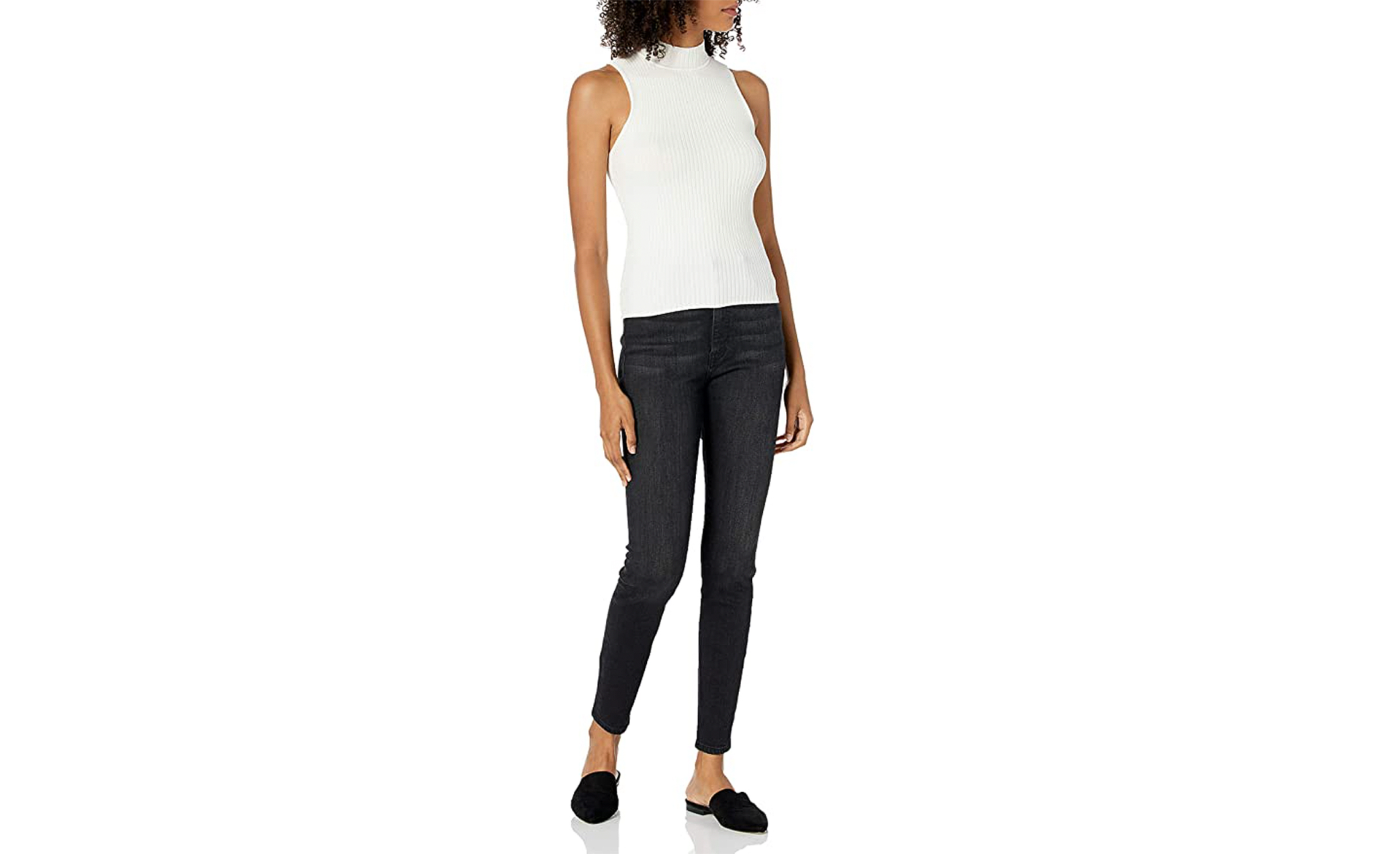 The Drop Women's Karolina Sleeveless Mock Neck Rib Sweater