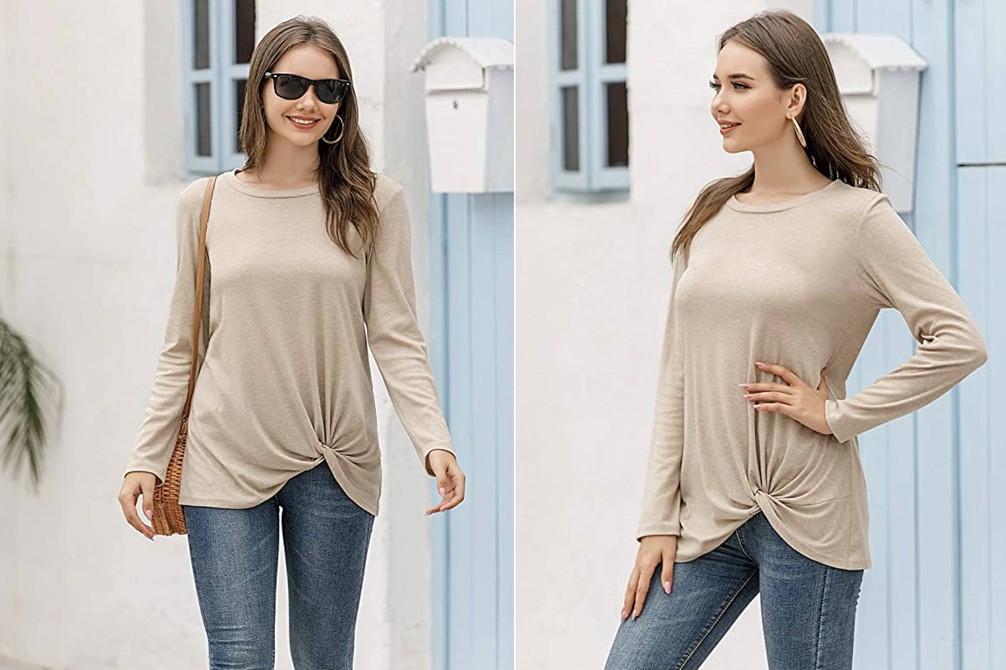 Yidarton Women's Comfy Casual Twist Knot Tunics Top