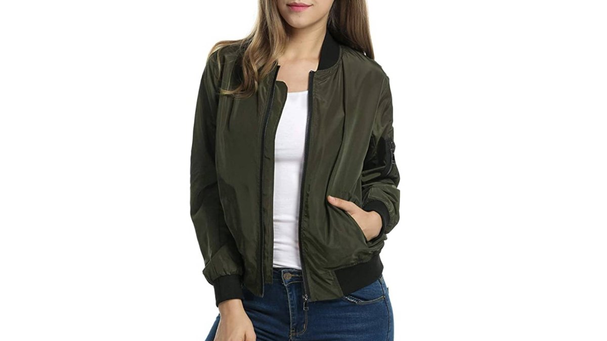 Zeagoo Women's Classic Solid Zip-Up Bomber Jacket