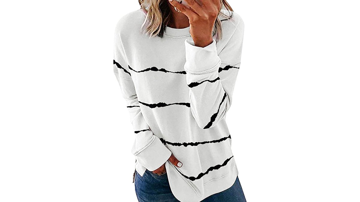 Biucly Casual Crew Neck Tie-Dye Sweatshirt