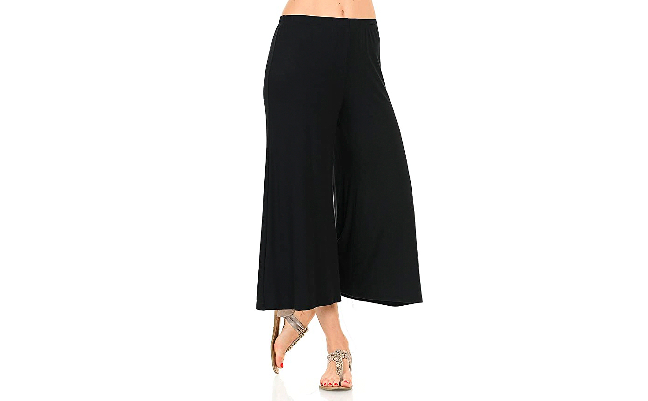 iconic luxe Womens Elastic Waist Jersey Culottes Pants 