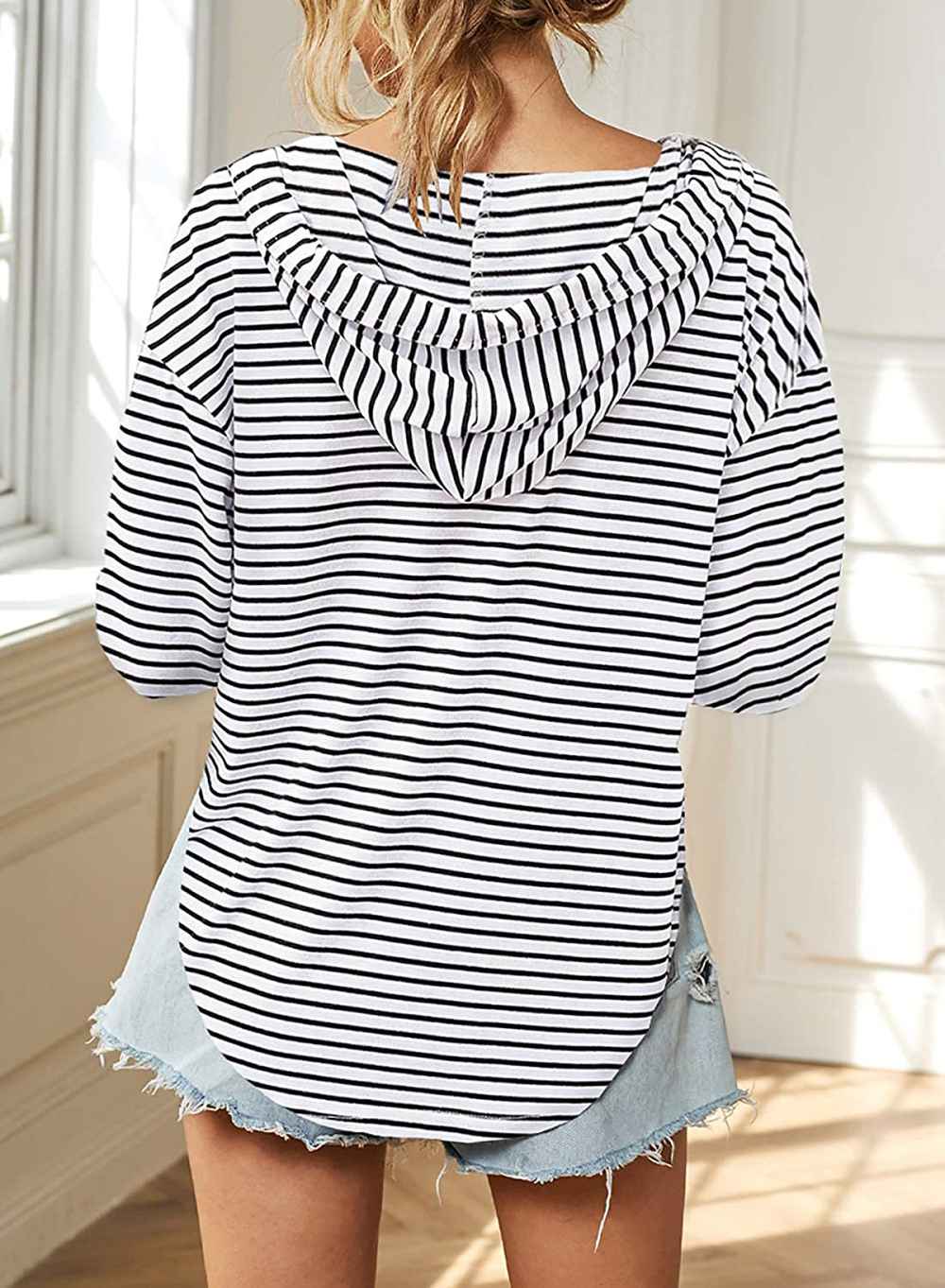 Kirundo 2020 Deep V Neck Hoodie Top