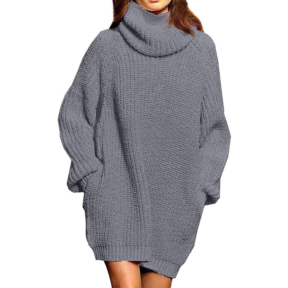 Pink Queen Loose Oversize Turtleneck Sweater Dress