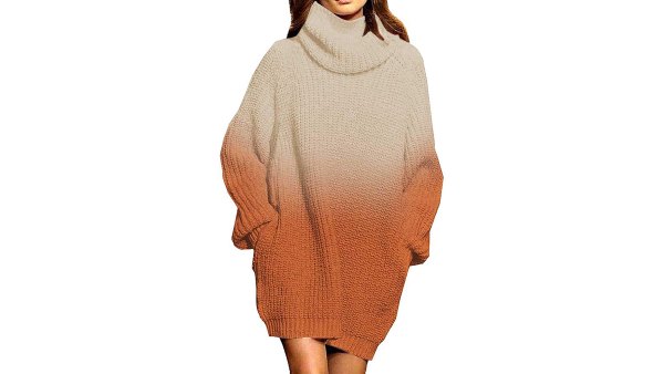 Pink Queen Loose Oversize Turtleneck Sweater Dress