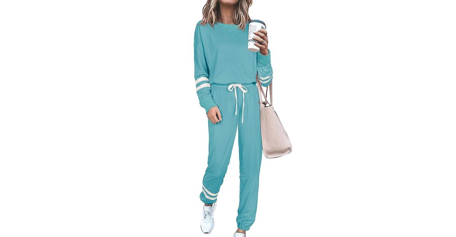 SIEANEAR Womens 2 Pieces Long Sleeve Loungewear Sweatsuit Sets Crewneck Outfits