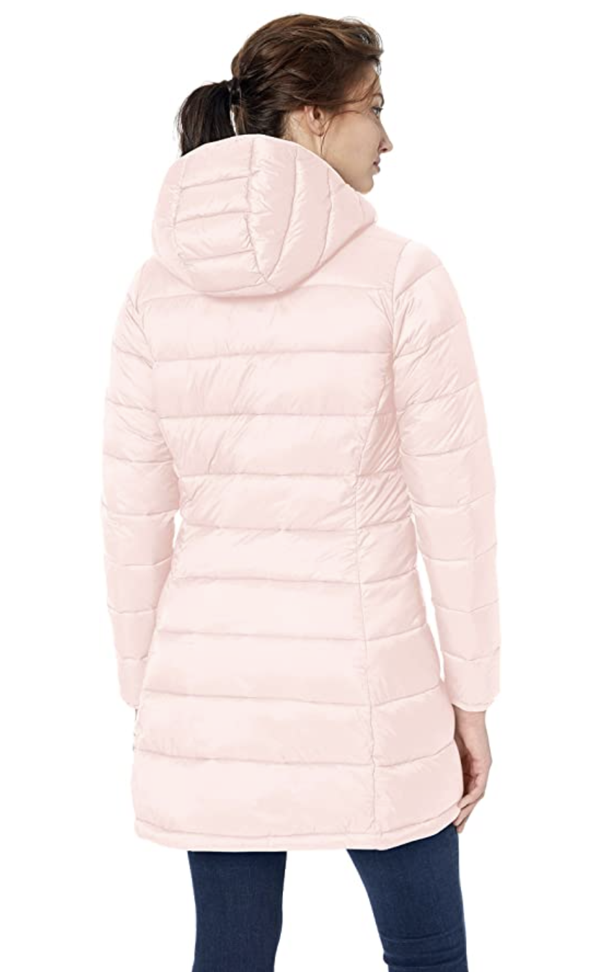 Amazon Essentials Women's Lightweight Long-Sleeve Full-Zip Water-Resistant Packable Hooded Puffer Coat