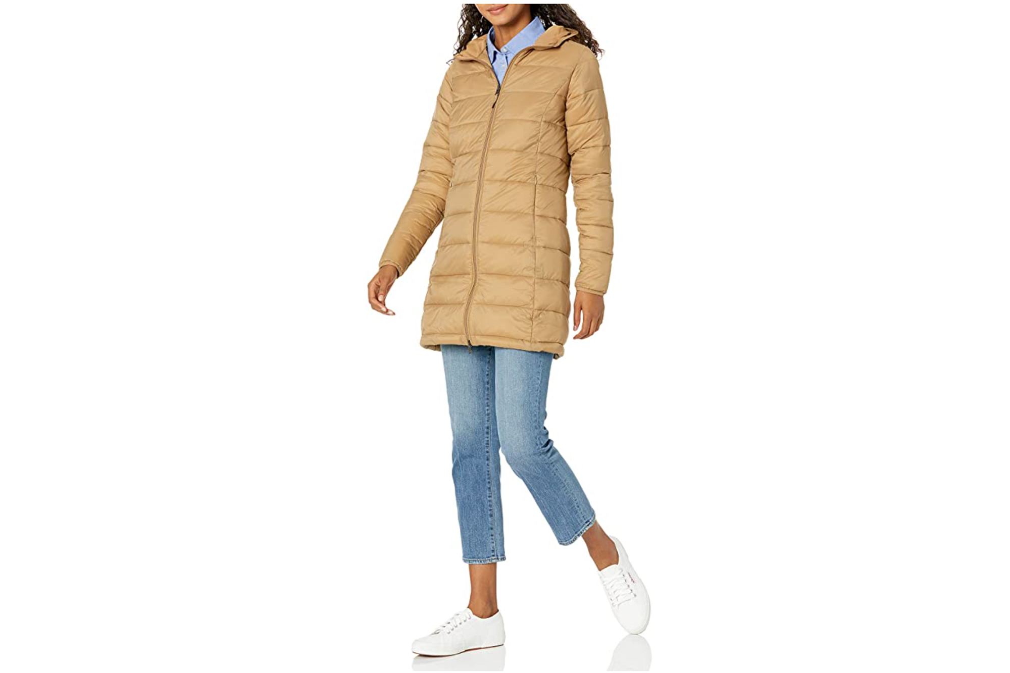 Amazon Essentials Women's Lightweight Long-Sleeve Full-Zip Water-Resistant Packable Hooded Puffer Coat