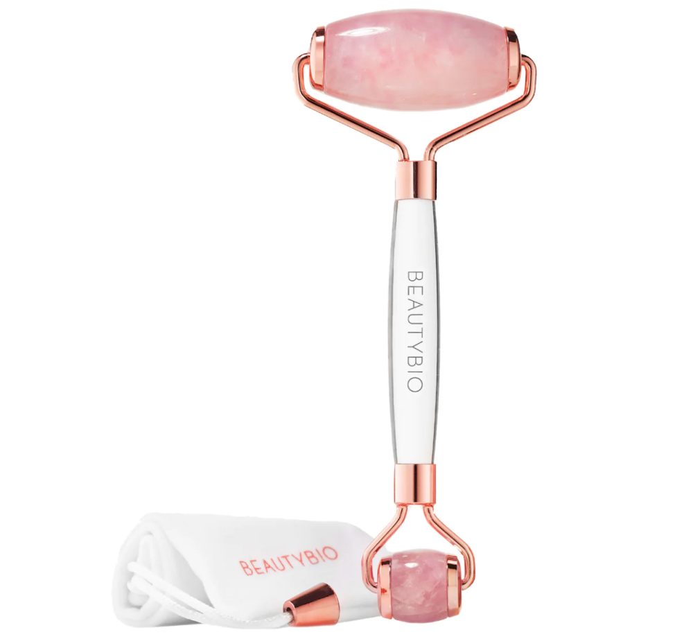 BeautyBio Contouring + De-Puffing Rose Quartz Roller