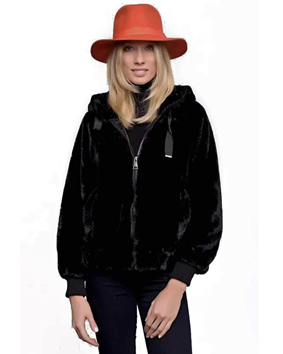 Bellivera Women’s Faux Fur Coat with 2 Side-Seam Pockets