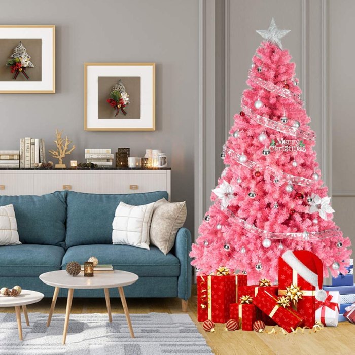 Bonnlo Upgraded Full 6ft Artificial Pink Christmas Tree