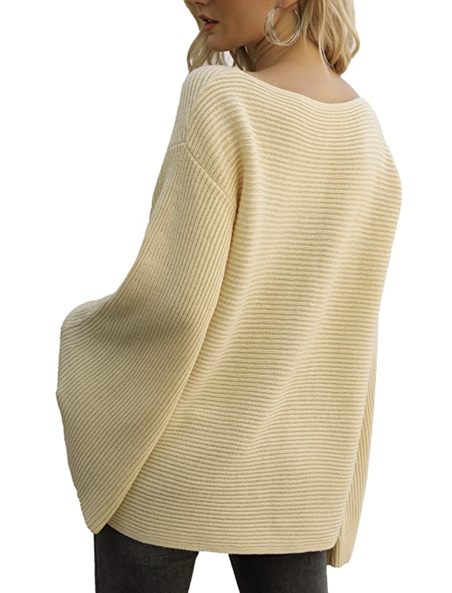 CHERFLY Women's Bell Sleeve Sweater