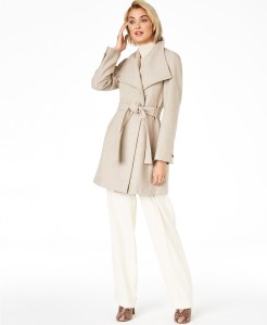 Calvin Klein Asymmetrical Belted Wrap Coat