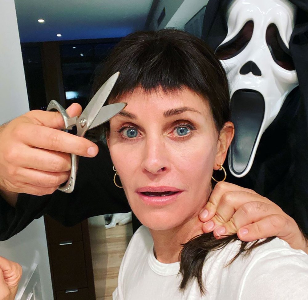 Courtney Cox Makes Fun of 'Scream' Bangs in a Hilarious Halloween Costume