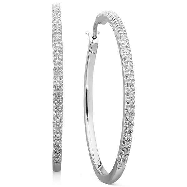 Diamond Hoop Earrings in Sterling Silver (1/4 ct. t.w.)