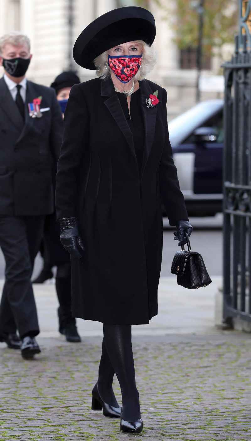 Duchess Camilla Matches Her Face Mask to Her Poppy Pin
