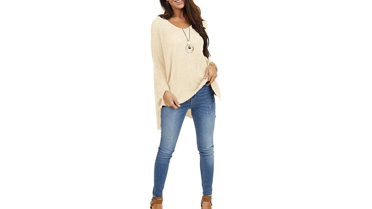 ETCYY NEW Women's V Neck Super Soft and Loose Fit Long Sleeve Pullover Sweater Top