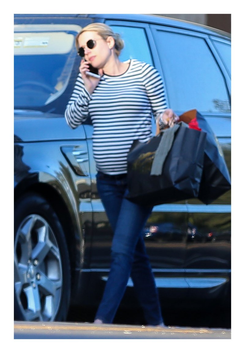 Emma Roberts Striped Shirt Pregnant