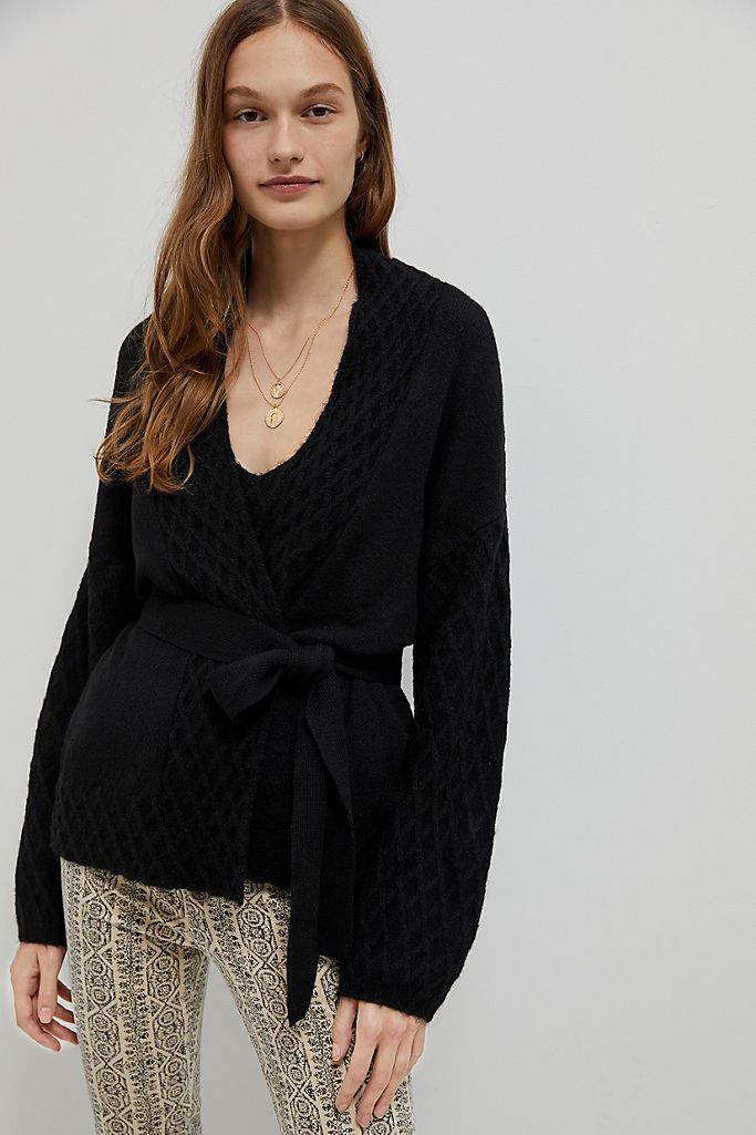 Fenna Textured Knit Wrap Cardigan