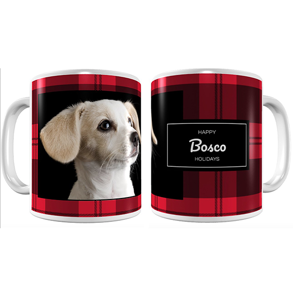 Frisco Personalized Plaid White Coffee Mug