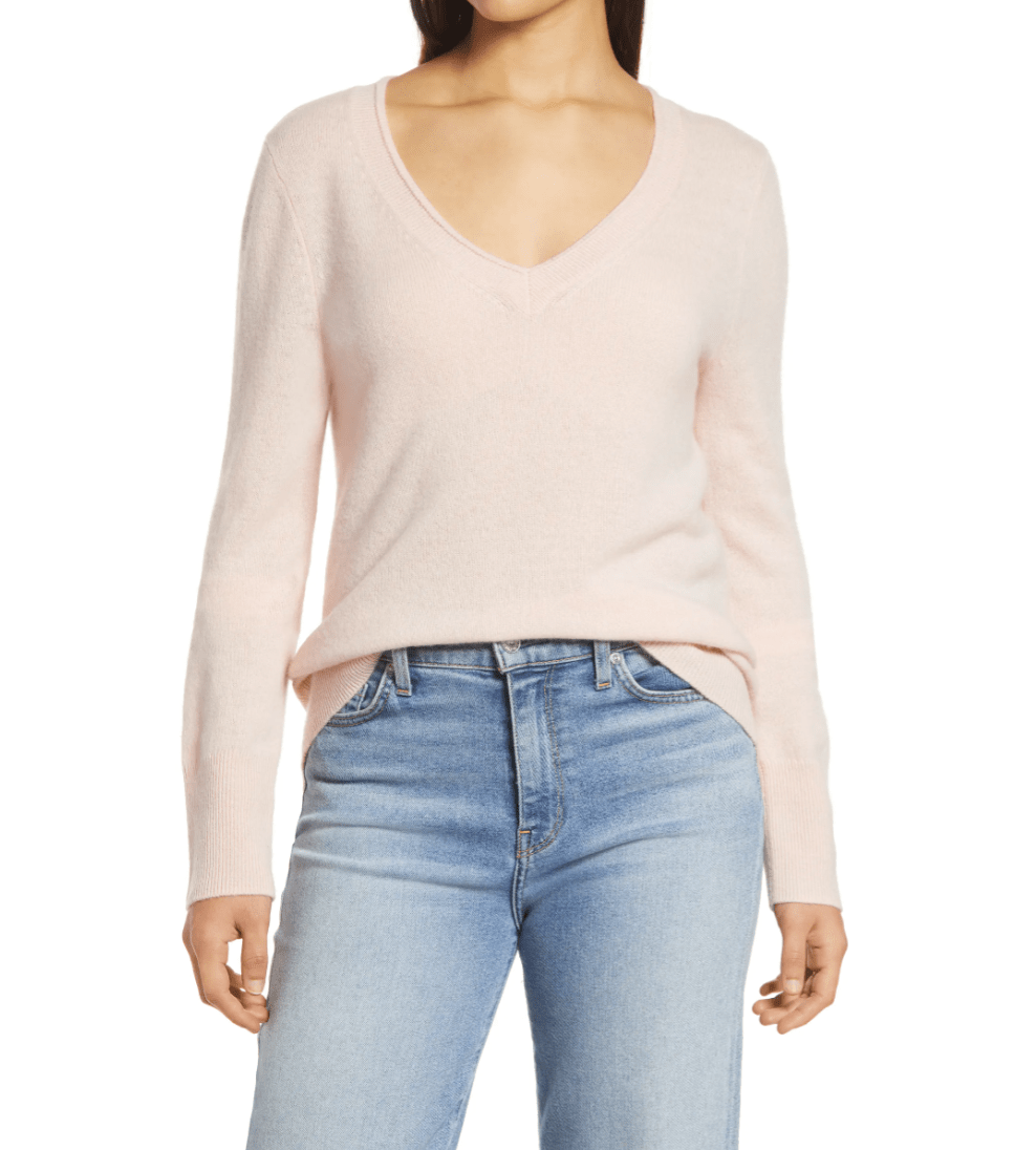 Halogen-V-Neck-Cashmere-Sweater