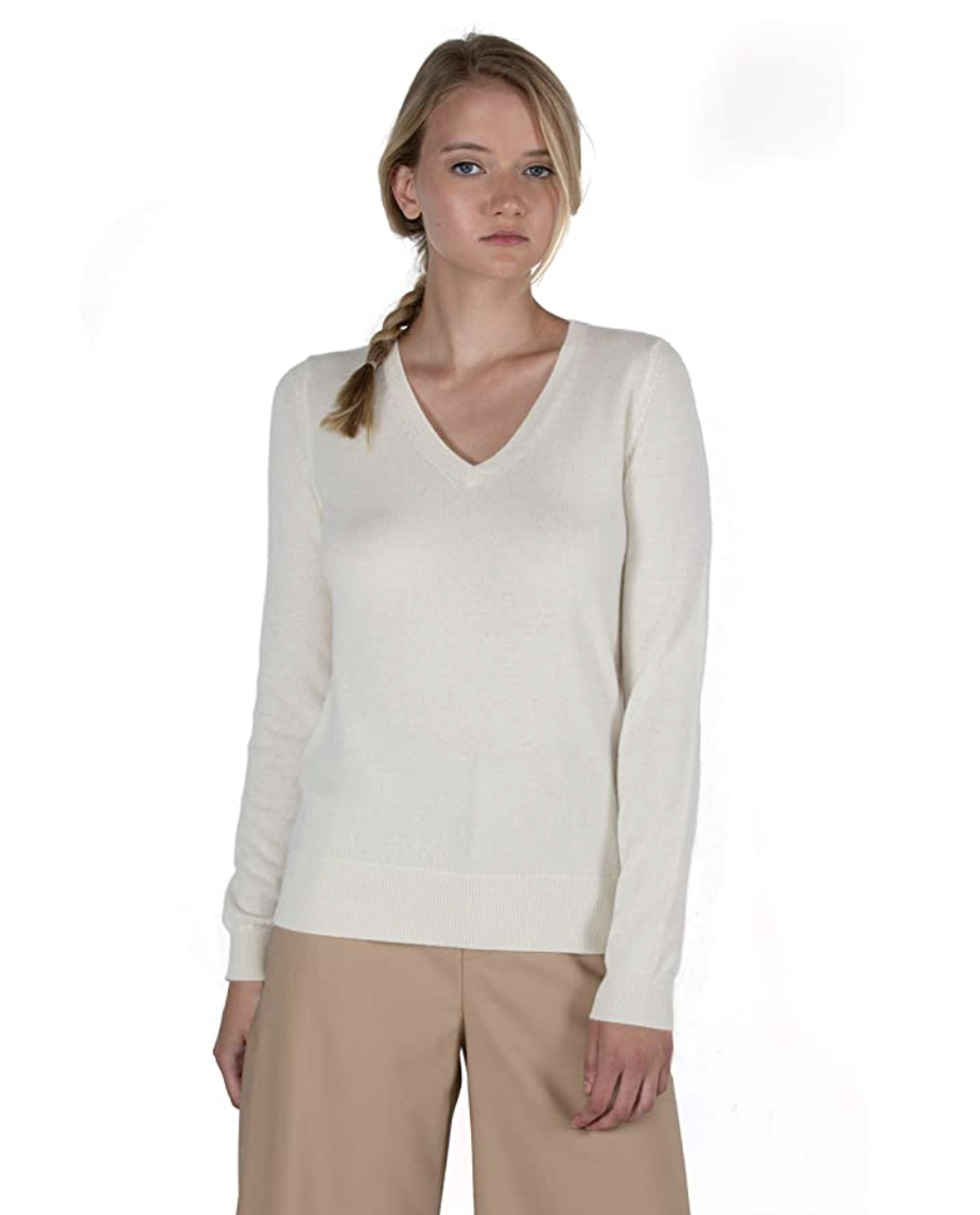 JENNIE LIU Women's 100% Pure Cashmere Long Sleeve Pullover