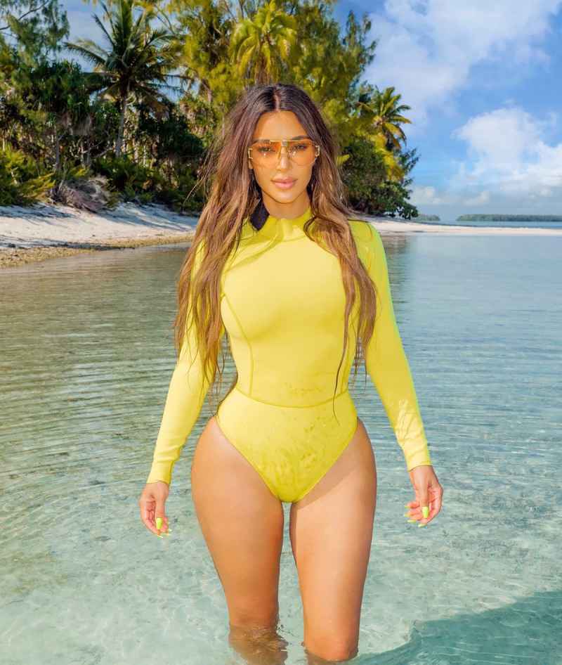 Kim Kardashian's Bikini Body Looks Crazy Toned in This Neon Suit
