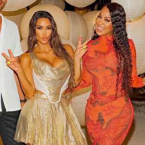 Simon Huck Kim Kardashian and La La Anthony La La Anthony Defends Kim Kardashian Private Island 40th Birthday Party Amid Backlash