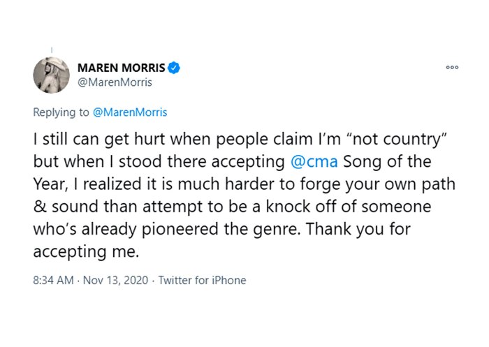Maren Morris Says She Gets Hurt When People Claim Shes Not Country
