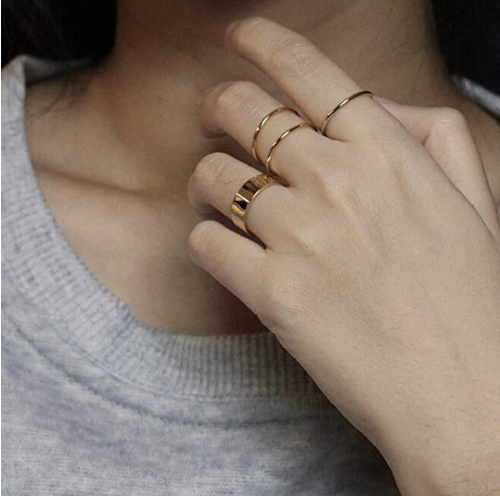 NOKMIT 1mm 14K Gold Filled Stackable Rings for Women