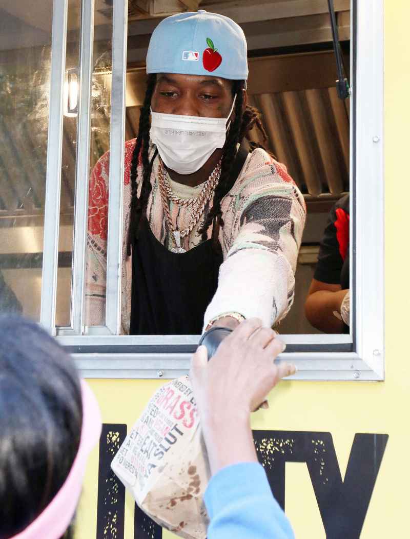 Offset hands out free food from the Slutty Vegan Food Truck