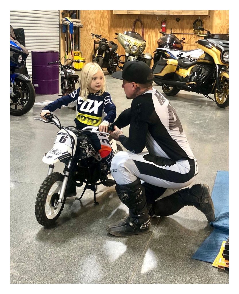 Pink and Carey Hart Son Jameson Rides Motorcycle