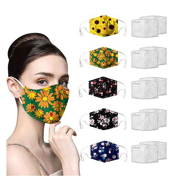 Sayingning 5 Pack Floral Printed Face Mouth Scarf Bandanas