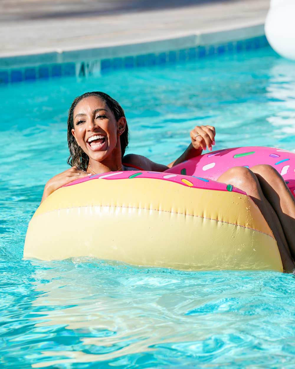 Tayshia Adams Floating In The Pool on The Bachelorette Tayshia Adams Reveals She Nearly Turned Down Being on The Bachelorette