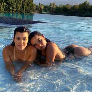 This Sweatsuit Features a Bikini-Clad Kourtney Kardashian and Addison Rae