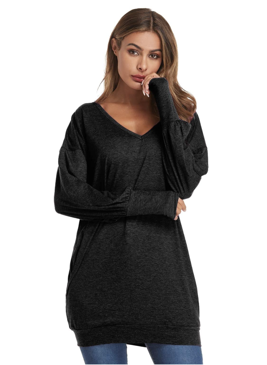 ZANZEA Women's Casual V Neck Long Sleeve Loose Oversized Baggy Top