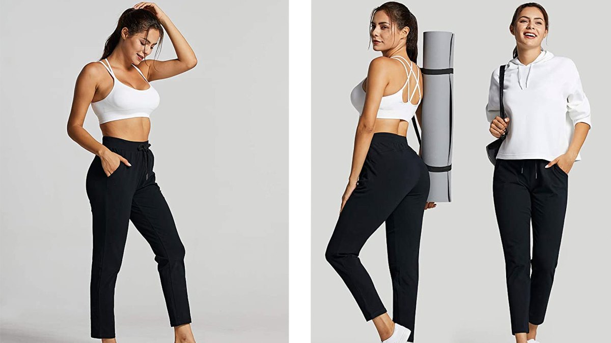 ZUTY Women's Cotton Joggers with Back Pockets Tapered Sweatpants