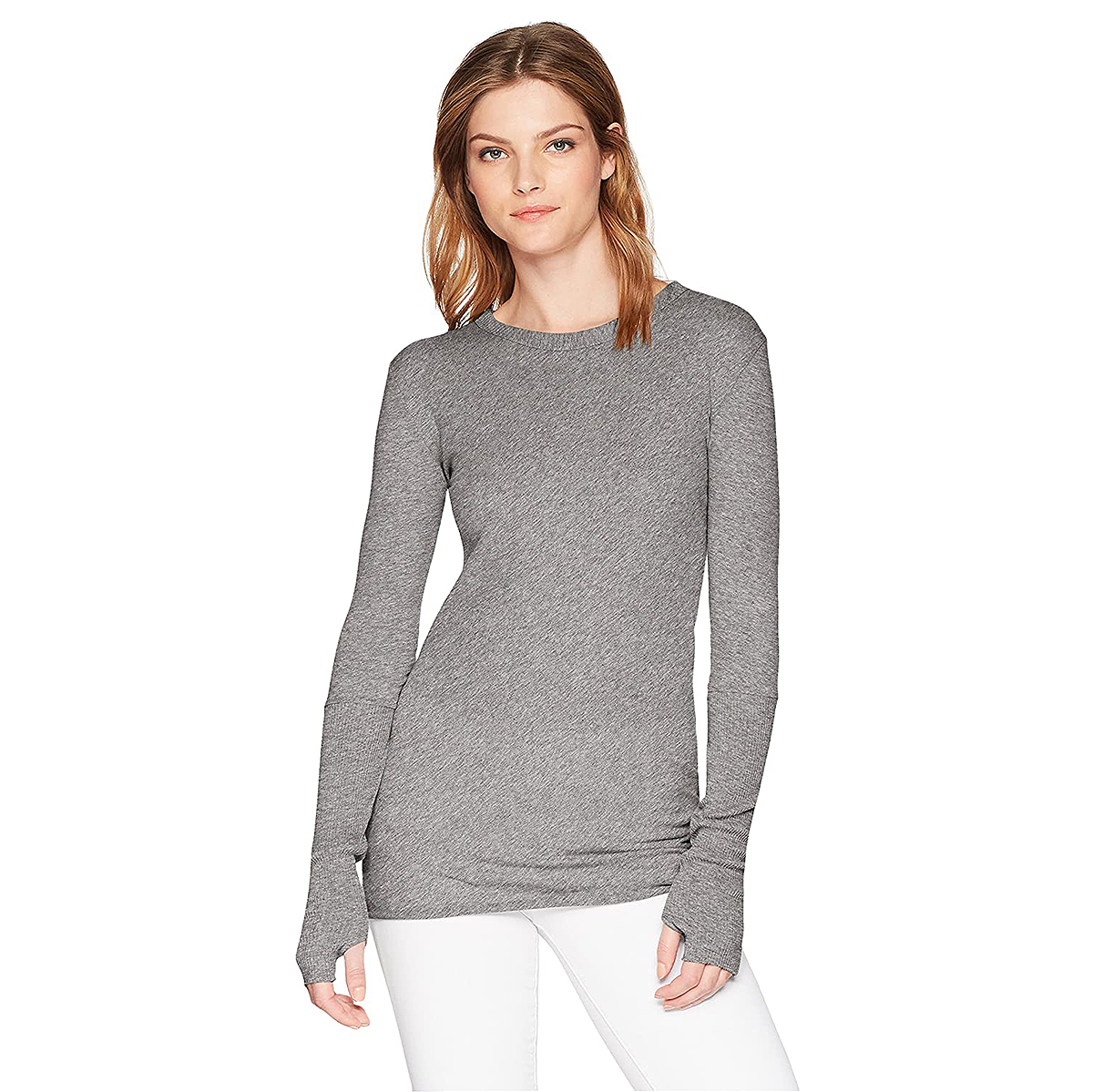 Enza Costa Cashmere-Blend Cuffed Crew Top With Thumbholes