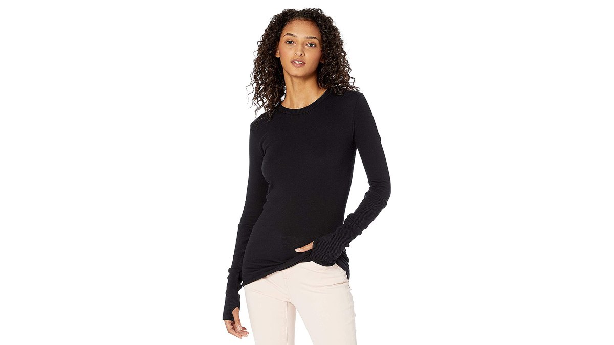 Enza Costa Cashmere-Blend Cuffed Crew Top With Thumbholes