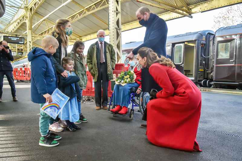 Meeting Children at Bath Spa Train Station Prince William and Duchess Kate Royal Train Tour
