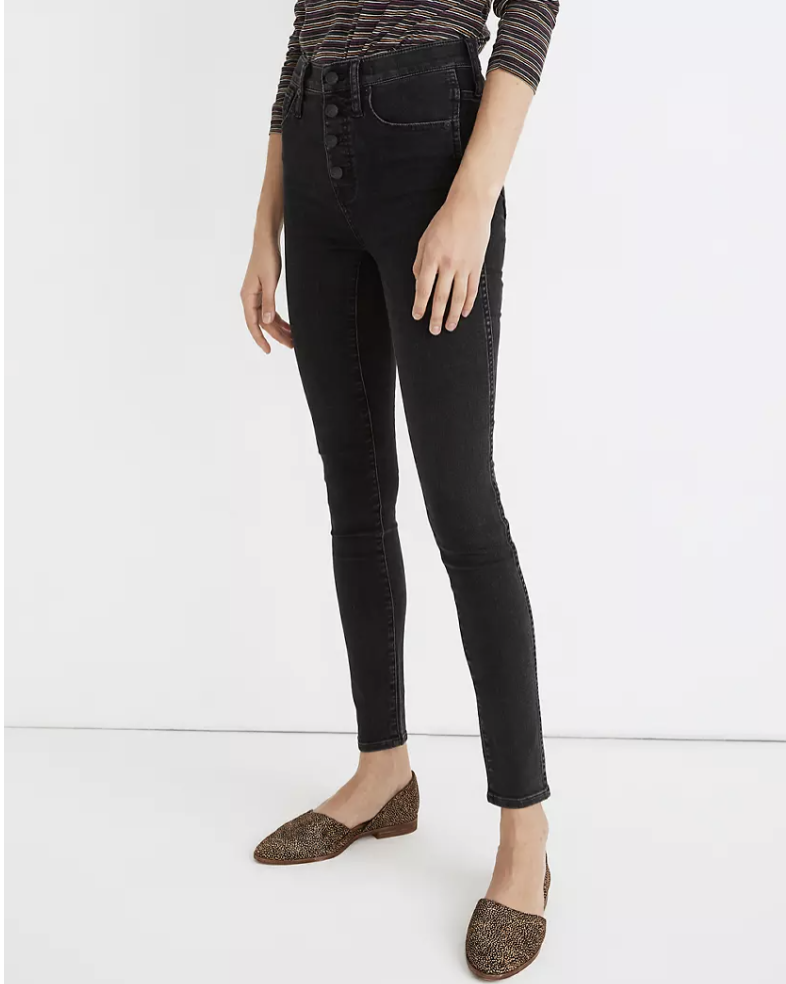 10" High-Rise Skinny Jeans in Robert Wash: Button-Front Edition