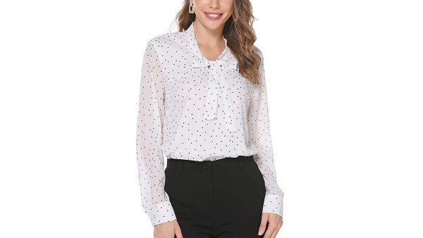ACEVOG Women's Bow Tie Neck Chiffon Blouse