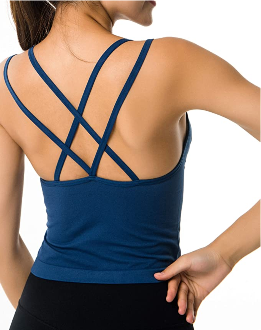 AKAMC Women's Medium Support Cross Back Wirefree Removable Cups Yoga Sport Bra
