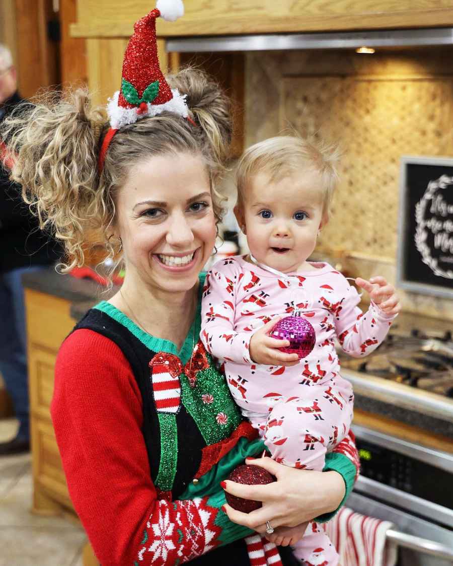 Abbie Duggar and Daughter Grace Celebrity Kids Wearing Festive Pajamas During 2020 Holiday Season