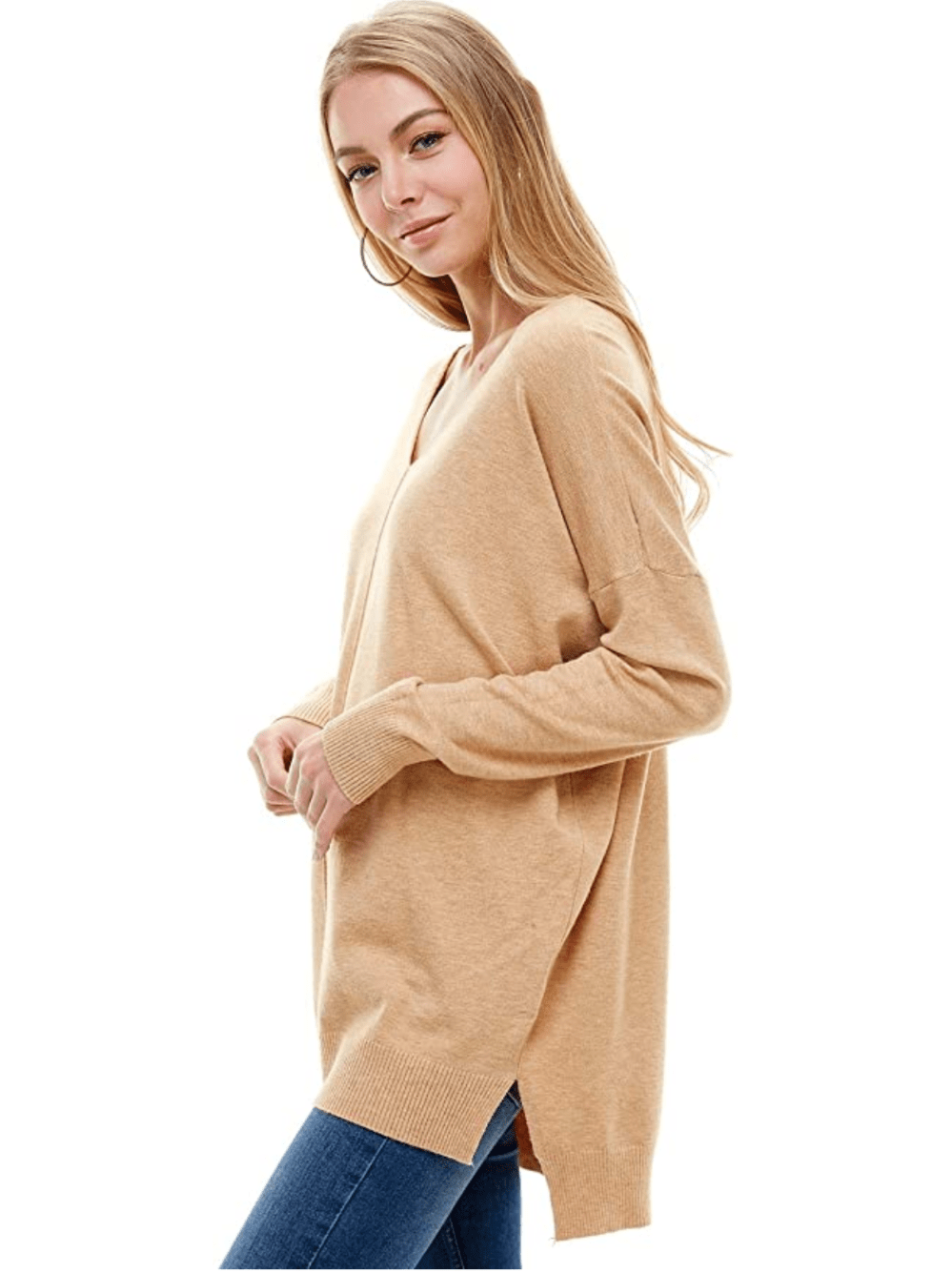 Alexander + David Women's Oversized Extra Soft V-Neck Pullover Sweater